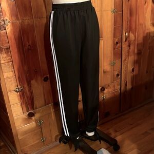 Adidas Originals Black Track Pants with White Stripes